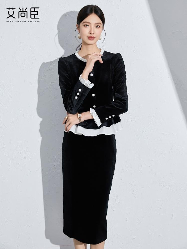 Black Velvet Peplum Skirt Suit – FashionByTeresa