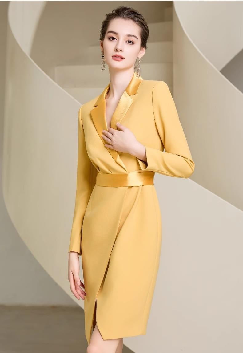Wrap Dress Mustard Yellow Dress With Buttons Mustard Yellow Faux Wrap Dress, Xs Wrap Dress Mustard Yellow Dress With Buttons Mustard Yellow Faux Wrap Dress, Xs