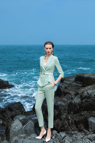 Mint Green Professional Pant Suit Sets - FashionByTeresa