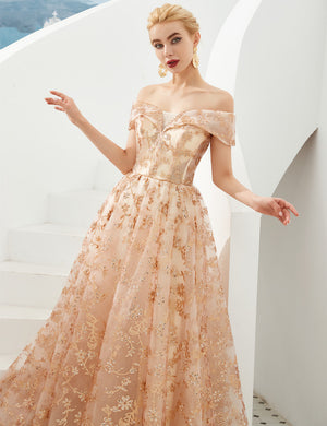 Champagne Sexy Evening Gowns - FashionByTeresa