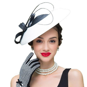 Black White Weddings Church Derby Royal Fascinator Hat - FashionByTeresa