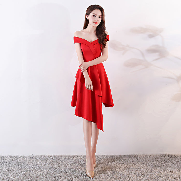 Asymmetrical Cap Sleeve Cocktail Dress