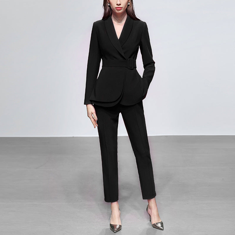 Women Black Blazer And Trousers Suit Set XL / Black Women Black Blazer And Trousers Suit Set XL / Black