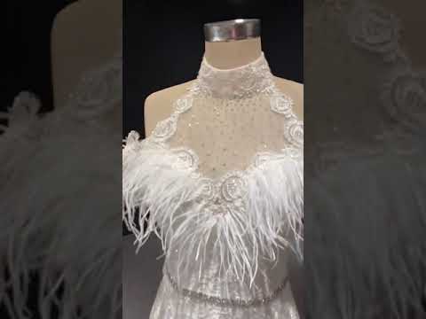 High Neck Elegant Luxury Trumpet Wedding Dress