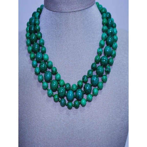 FBT - Three Strands Green Turquoise Women's Beaded Necklace - FashionByTeresa