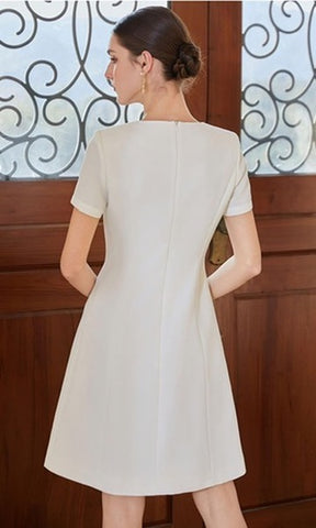 Chic Short-Sleeve Colorblock A-Line Dress