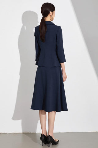 Navy Blue A-Line Skirt Suit