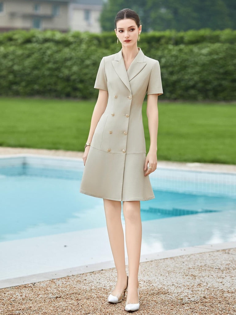 Home Sophisticated Double-Breasted Blazer Dress