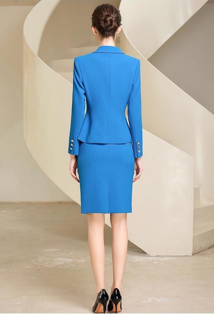 Elegant Sapphire Tailored Business Skirt Suit | FashionByTeresa Elegant Sapphire Tailored Business Skirt Suit | FashionByTeresa