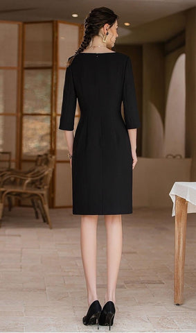 Classic Noir Elegance Midi Dress