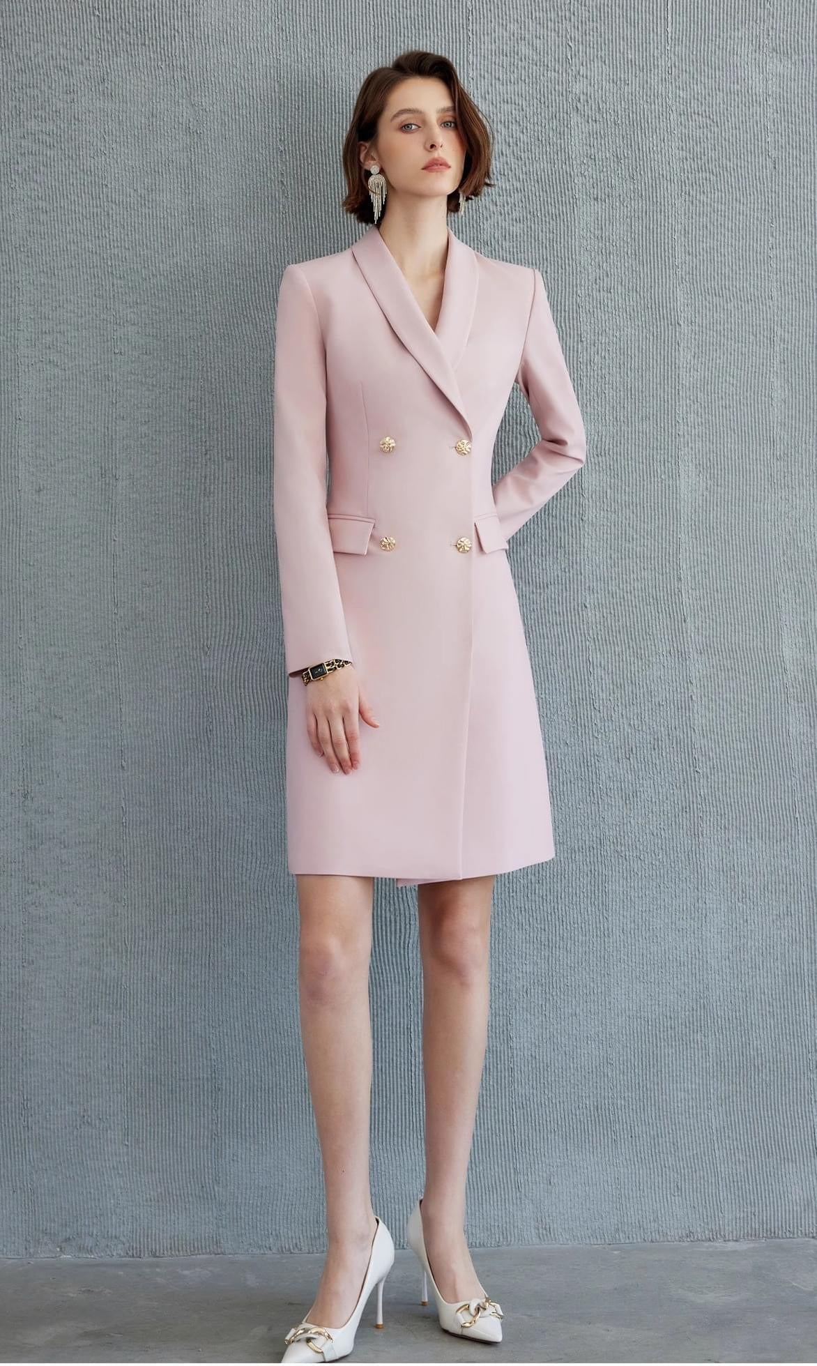 Navy Double-Breasted Blazer Dress FashionByTeresa Navy Double-Breasted Blazer Dress FashionByTeresa