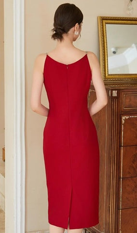 Stunning Red Sleeveless Midi Dress