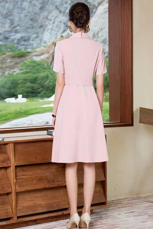 Blush Pink Double Breasted Shirt Dress