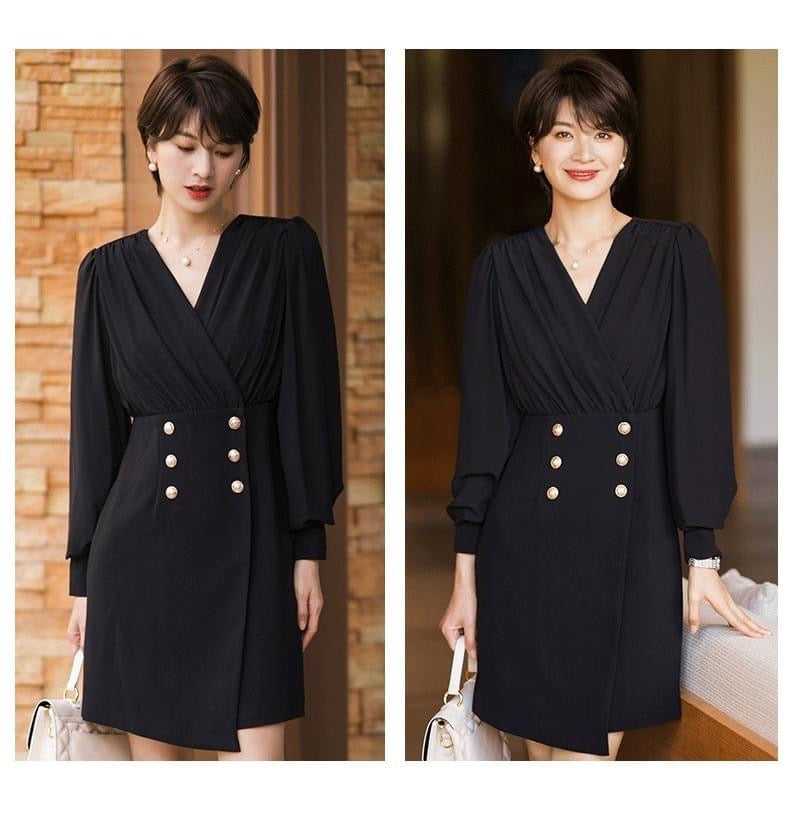 mini dress draped collar Mini Dress with Draped Collar and Skirt