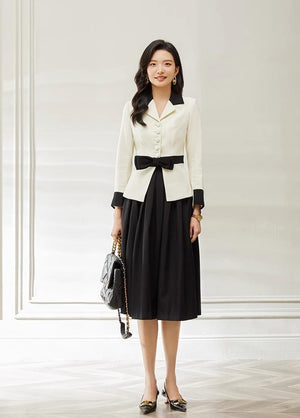 Elegant Black and Cream Skirt Suits