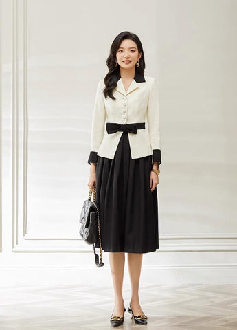 Elegant Black and Cream Skirt Suits