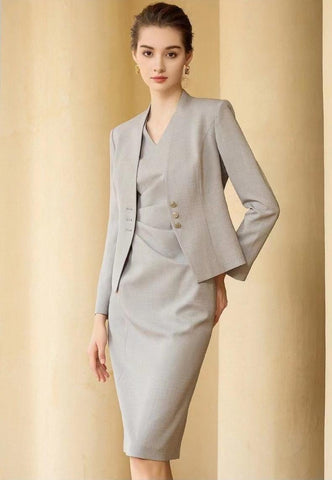 Elegant Business Dress Suit, S / Tan / Set Elegant Business Dress Suit, S / Tan / Set