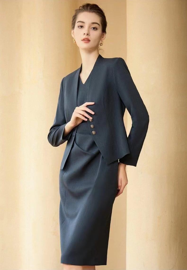 Elegant Business Dress Suit XL / Dark Blue / Blazer Elegant Business Dress Suit XL / Dark Blue / Blazer