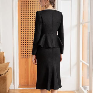 Elegance Redefined Peplum Blazer and Pencil Skirt Set