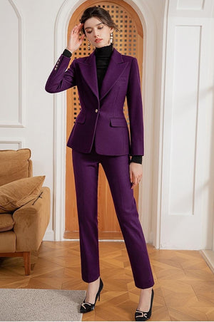 Purple Chic Single Button Pantsuit