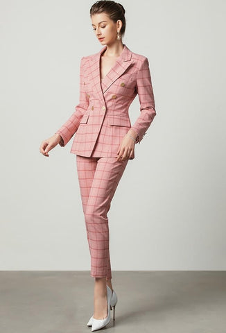 Pink Business Pants Suit Set