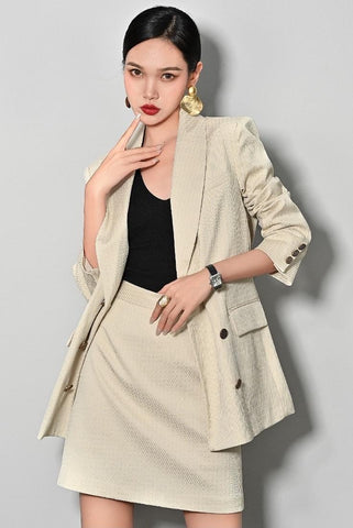 Modern Muse Textured Blazer and Skirt Suit