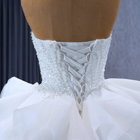 Gorgeous Elegant Beaded Fishtail Scoop Full Sleeves Backless Wedding Gown