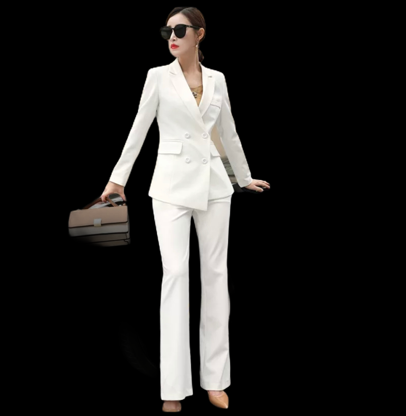 White Double Breasted Pant Suit Medium / White / Straight Leg White Double Breasted Pant Suit Medium / White / Straight Leg