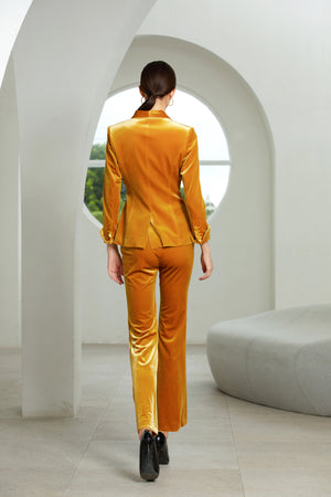 Gold Velvet Pant and Blazer Suit - FashionByTeresa