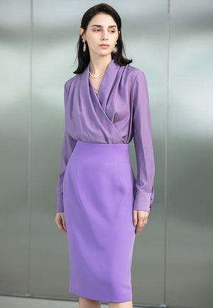 Lavender Three Piece Skirt Suit Set - FashionByTeresa