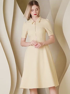 Yellow Elegant Short Sleeve Summer Dress