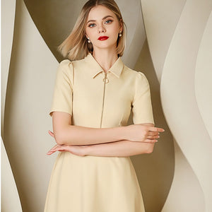 Yellow Elegant Short Sleeve Summer Dress - FashionByTeresa