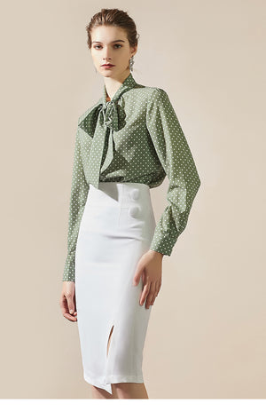 White High-waist Front Slit Midi Skirt - FashionByTeresa