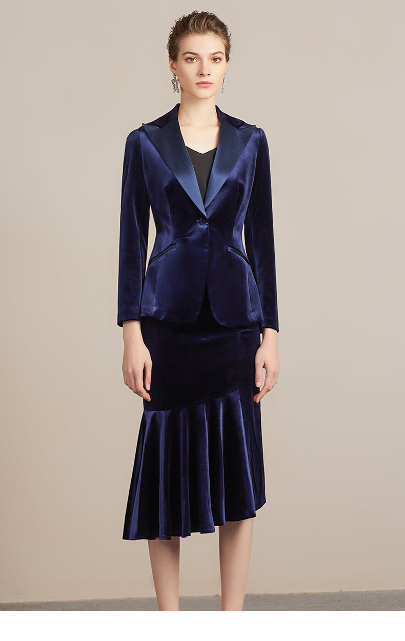 Velvet hot sale skirt suit