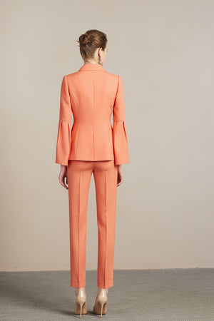 Peach Cape Style Double Breasted Pantsuit - FashionByTeresa