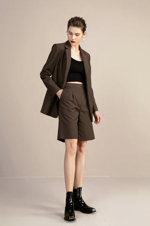 V Neck Belted Blazer and Short Skirts - FashionByTeresa