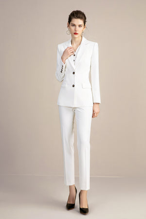 Three Pcs White Pants Suits - FashionByTeresa