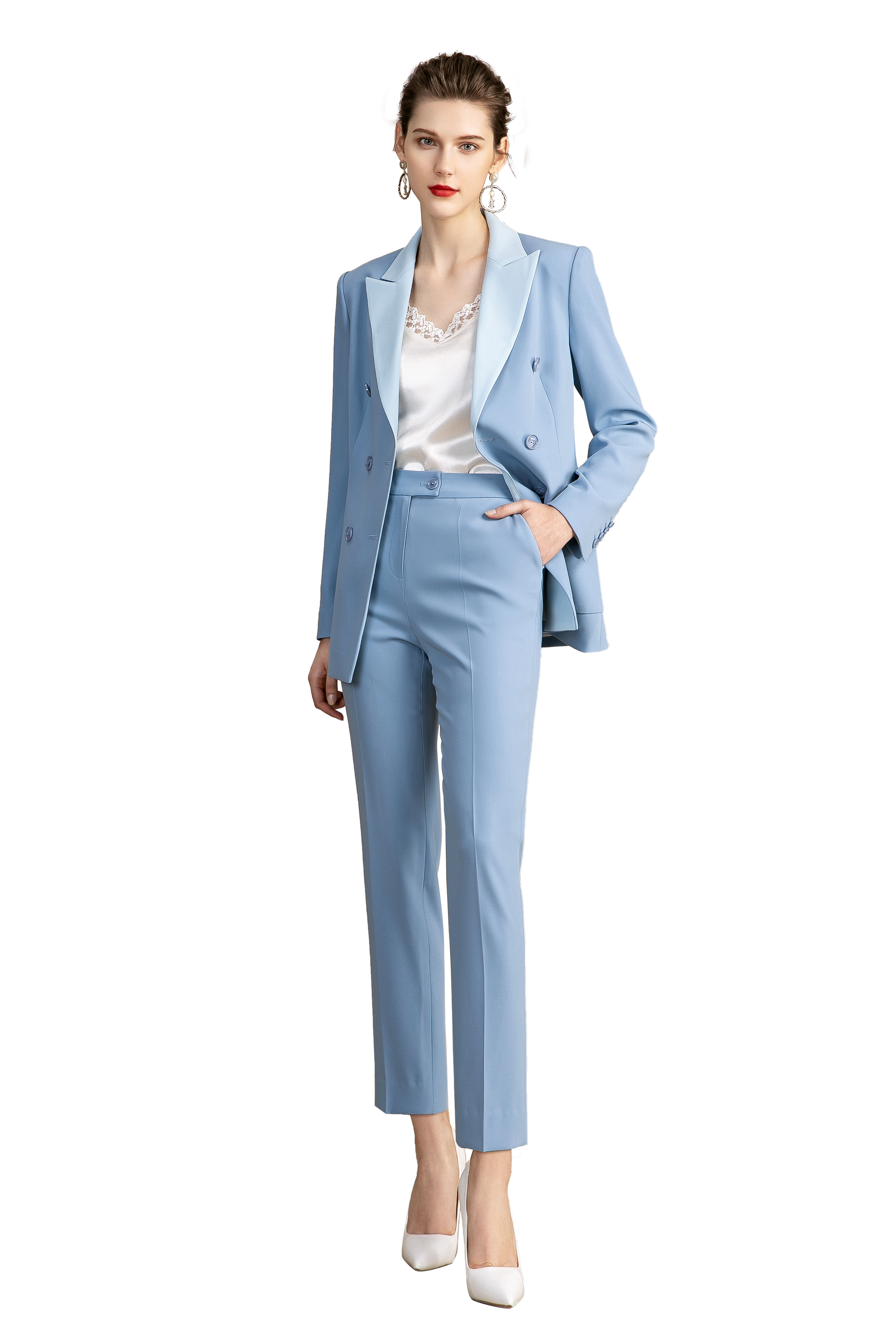 Blue Formal Tuxedo Pant suit - FashionByTeresa
