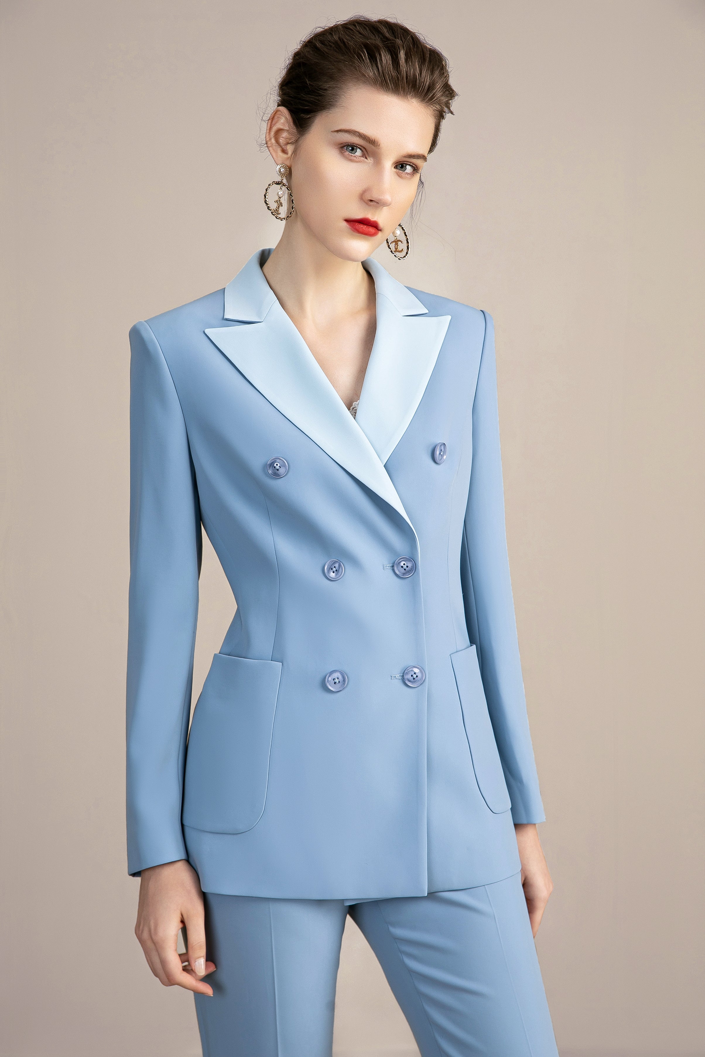 Buy Light Blue Formal Tuxedo Pant Suits Online for Women