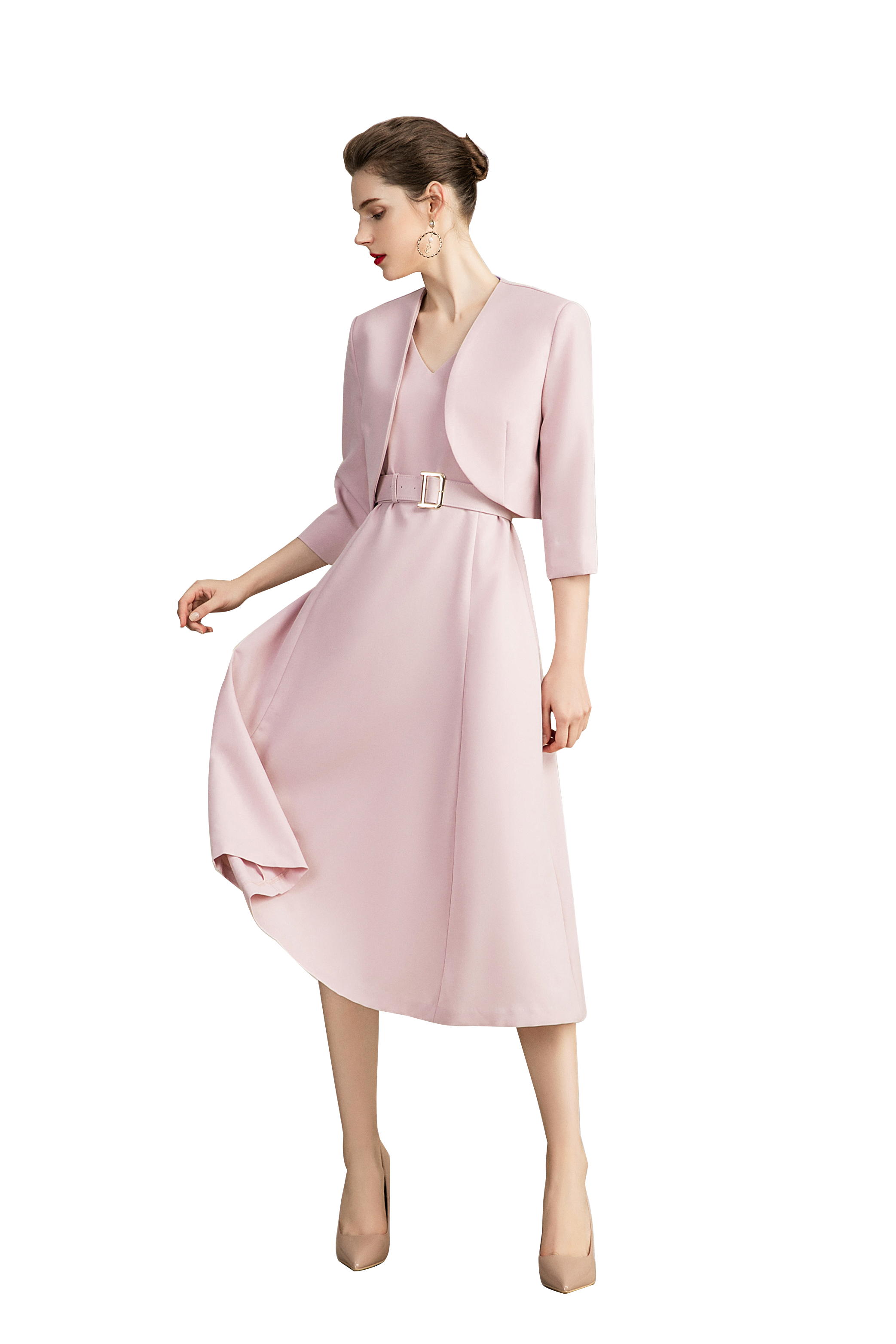 Two Piece Pink Blazer Dress Set - FashionByTeresa