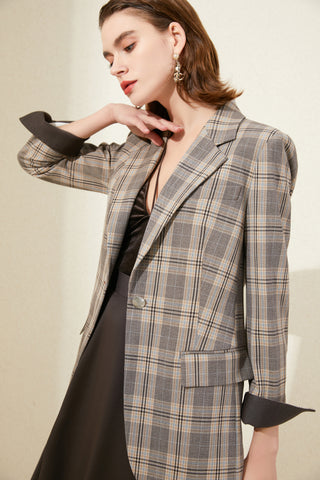Classic Brown Plaid Blazer Skirt Suit | FashionByTeresa M Classic Brown Plaid Blazer Skirt Suit | FashionByTeresa M