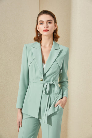 Mint Green Double Breasted Pantsuit - FashionByTeresa