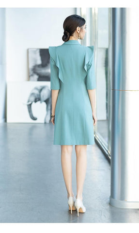 Sophisticated Teal Blue Tailored Dress