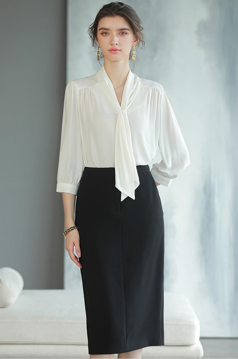 Black and White Skirt and Blouse - FashionByTeresa