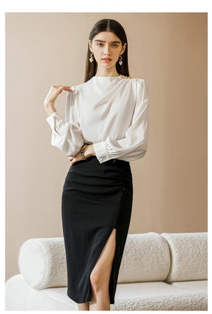 White Blouse and Black Skirt Set