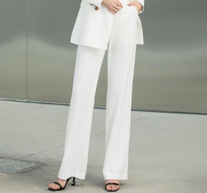 White Blazer with Orange Trim Pantsuit - FashionByTeresa