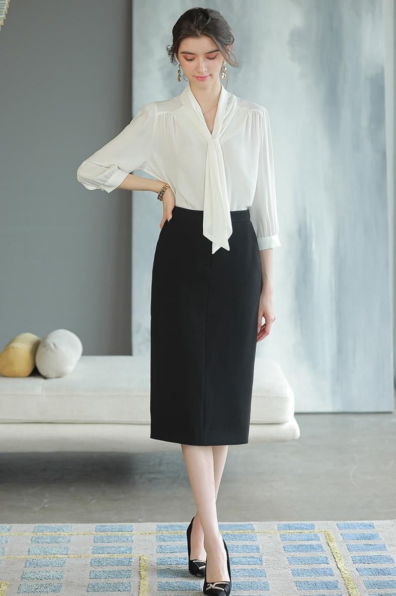 Black and White Skirt and Blouse - FashionByTeresa