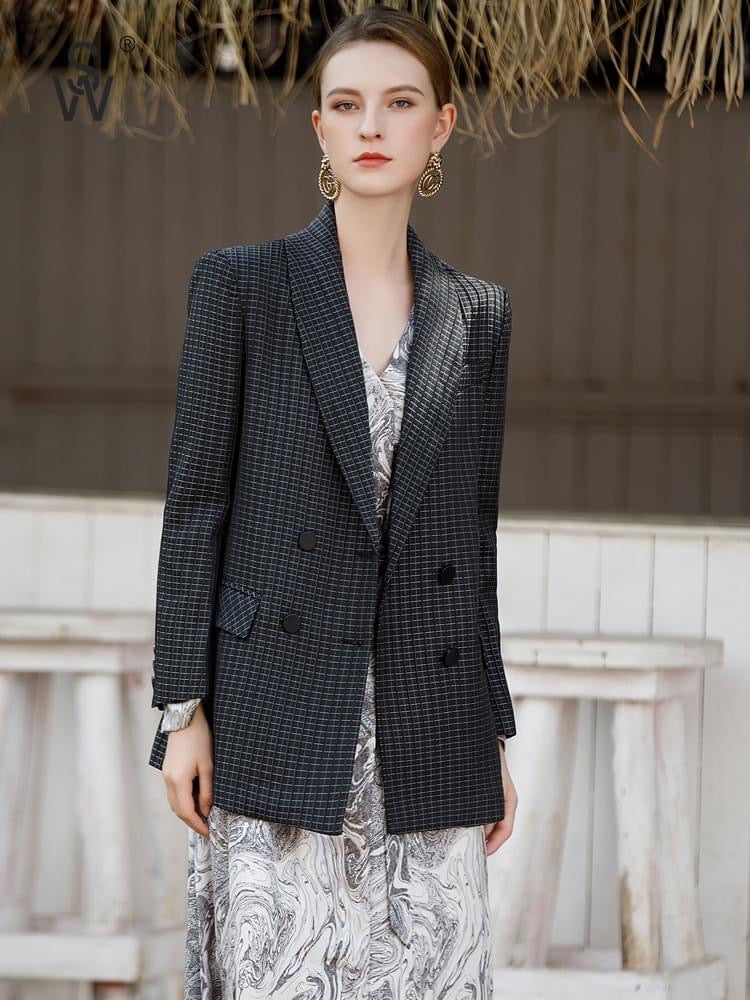 Checkered Black Loose Fit Weekender Blazer - FashionByTeresa