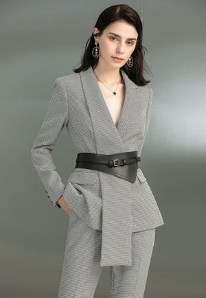 Gray V-neck Pantsuit - FashionByTeresa