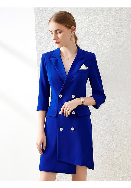 16422 Beige Double Breasted Jacket Dress